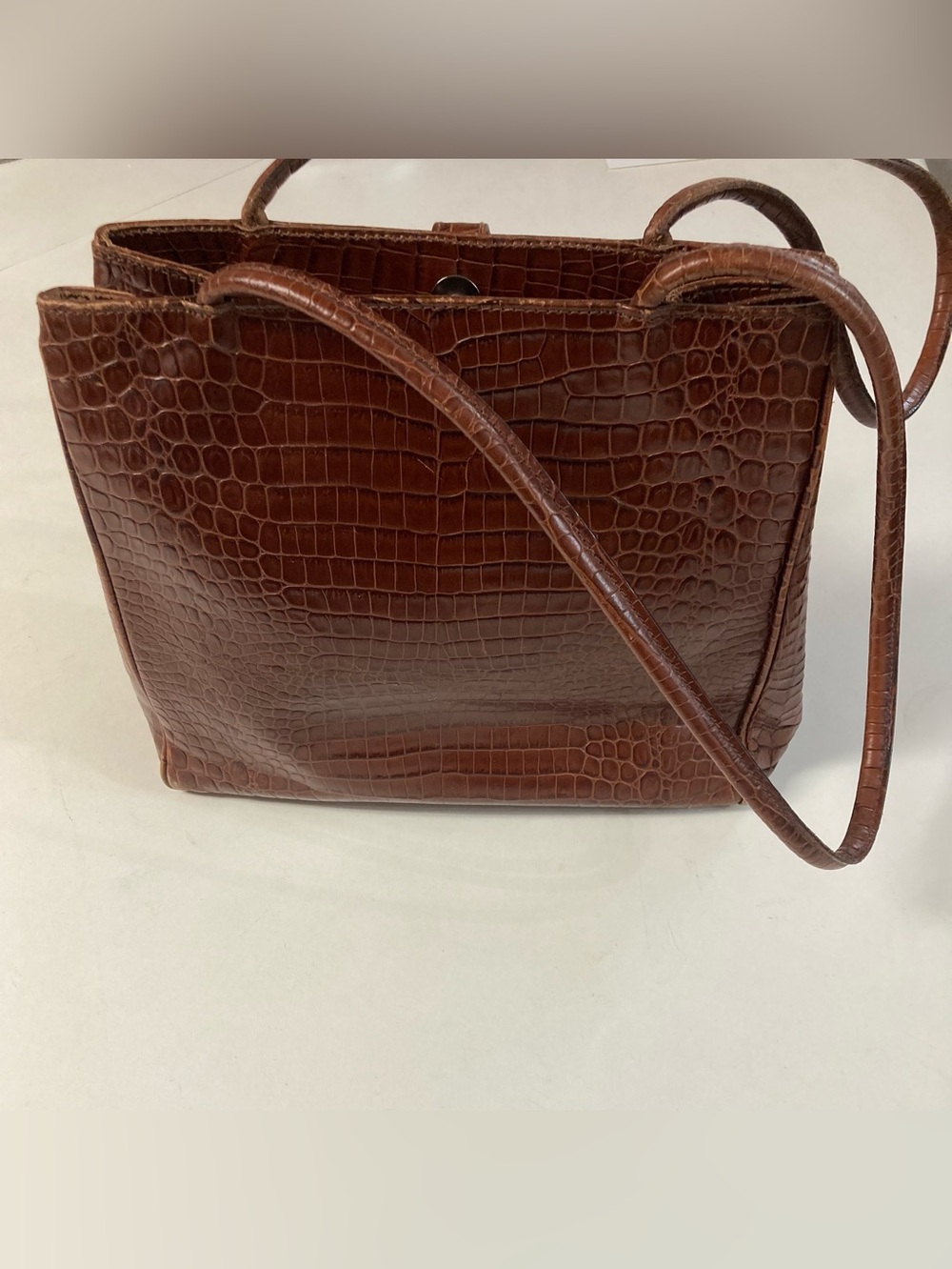 Italian Leather Cognac Croc Purse - Picture 13 of 14